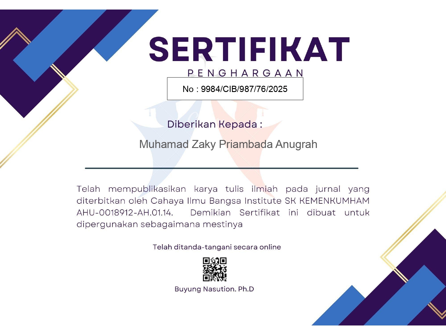 Publikasi Karya Ilmiah di Jurnal Cahaya Ilmu Bangsah